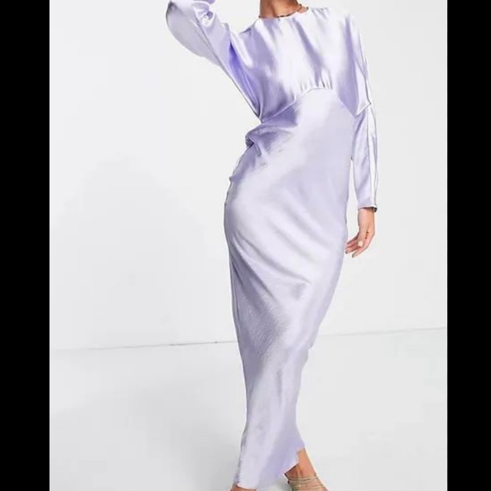 ASOS Lavender Long Sleeve Satin Dress